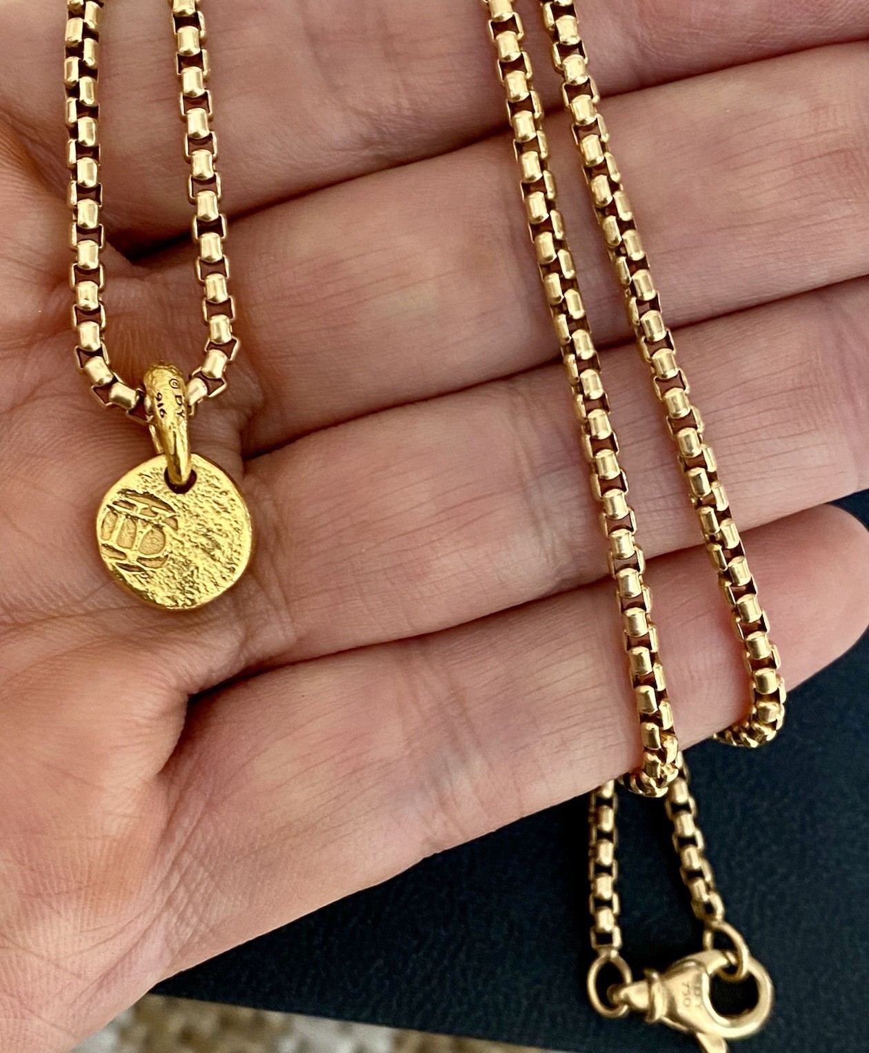 David Yurman 22K/18K Gold Shipwreck Pendant Necklace 2.7mm 24” Excellent $7000