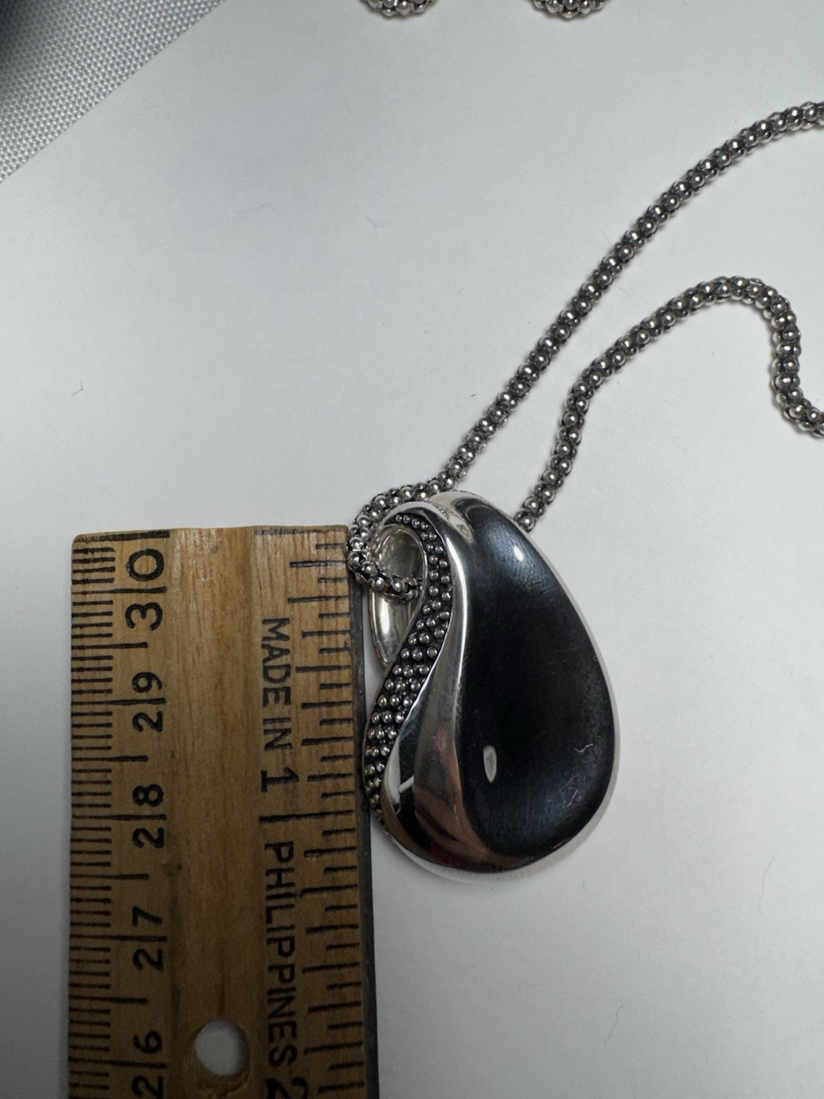 Michael Dawkins Sterling Silver Pebble Teardrop Pendant Necklace 925 Thailand 18