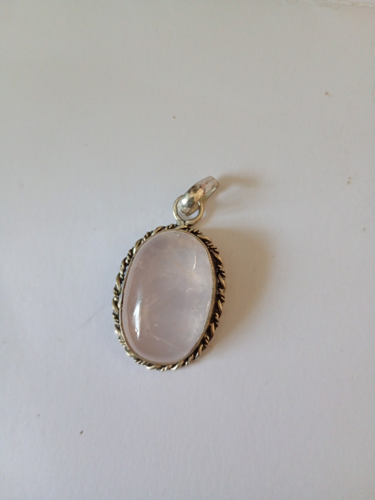 Large Rose Quartz Sterling Silver Pendant