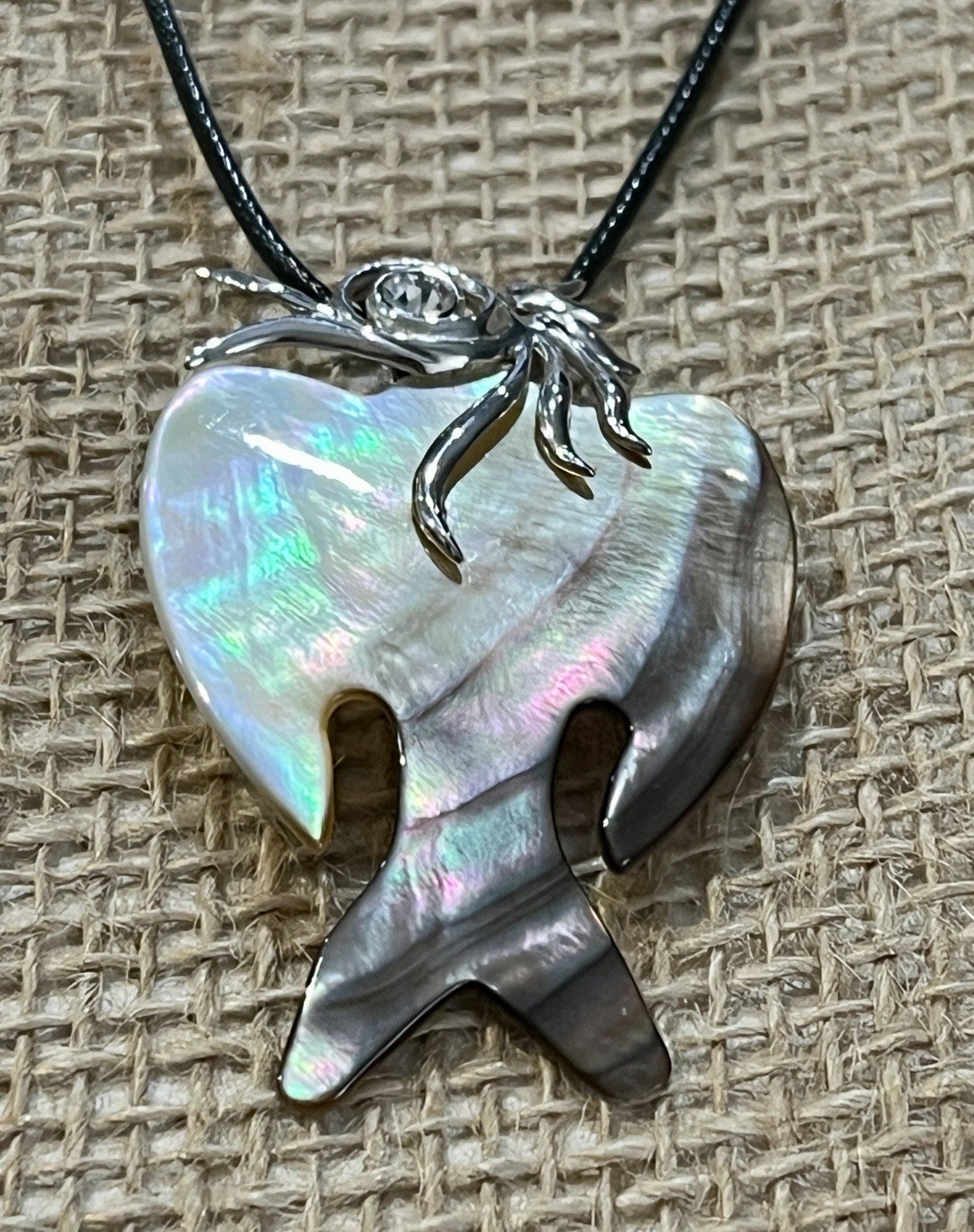 925 Sterling Silver Signed Pendant Necklace Roadrunner Bird MOP Bird Lovers