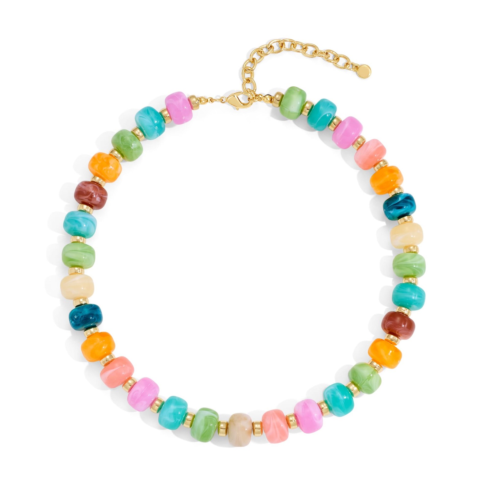 Colorful Beaded Necklace for Women, Chunky Acrylic Resin Statement Choker, Bo…