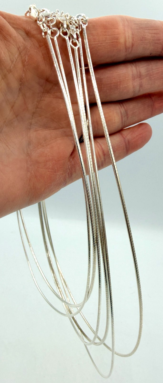 1.3mm 1.5mm Round Omega Chain 16,18,20 inch Sterling Silver 925 Italian Necklace