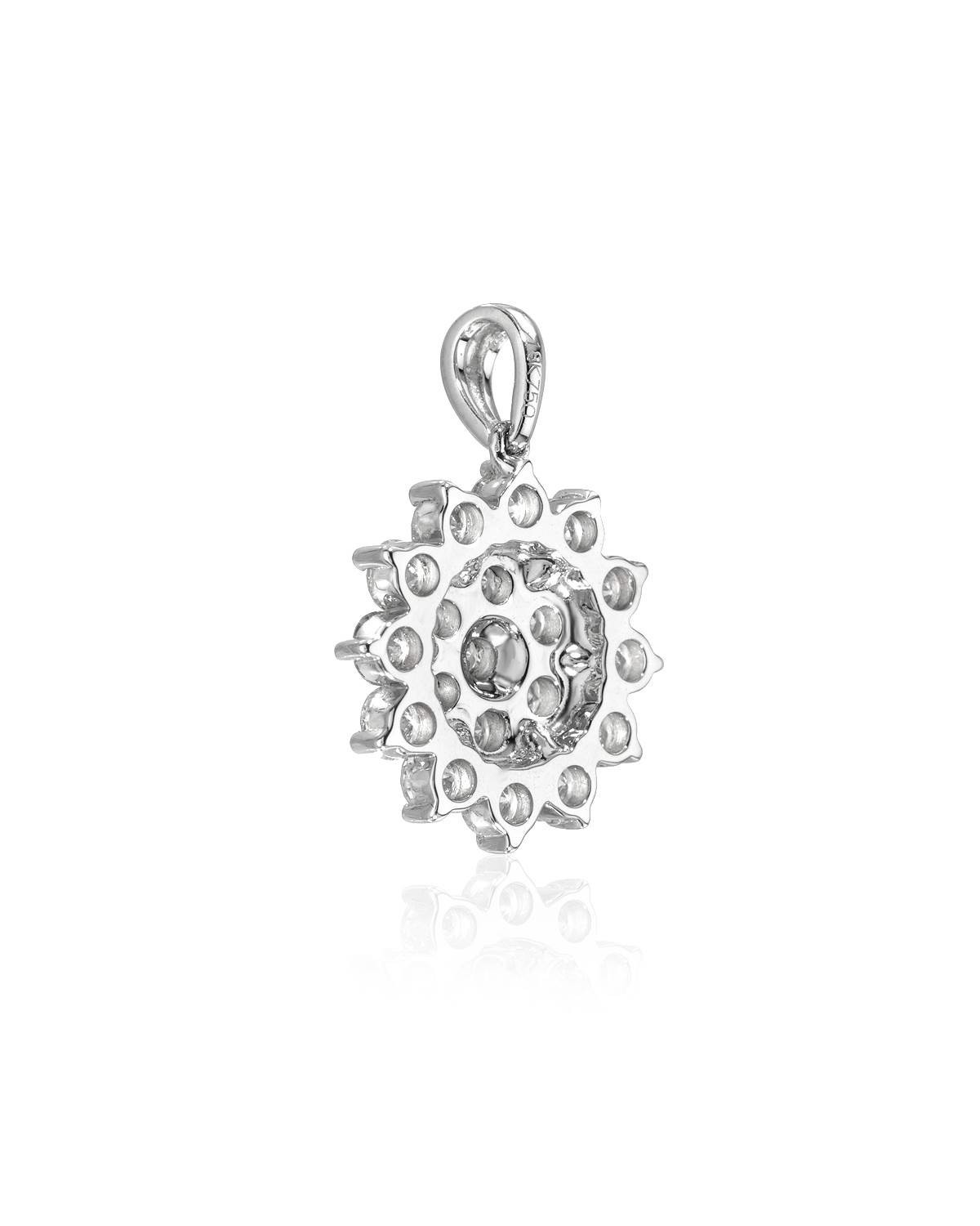 1.4 ctw Lab Grown Diamond 14k Solid Gold Flower Snowflake Round Pendant 20 mm