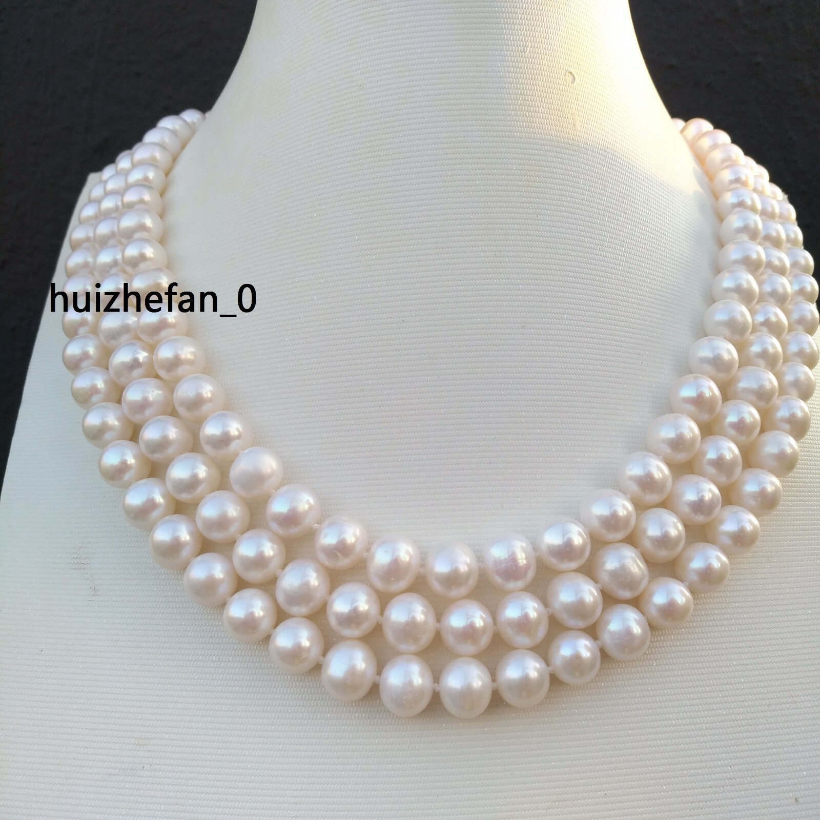 52″ Beautiful Natural AAA+8-9mm Round South Sea White Pearl Necklace 14k Gold P