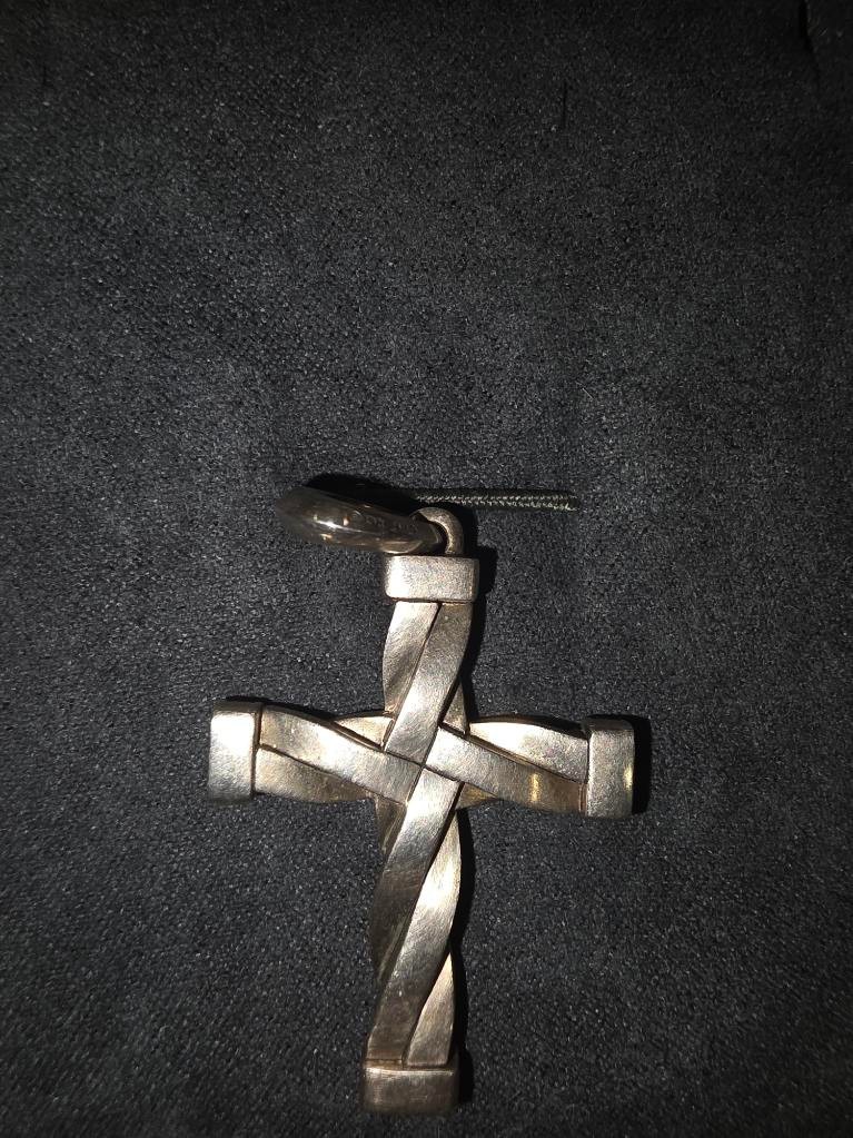 David Yurman Sterling Silver Helios Cross Pendant Amulet with Black Diamonds