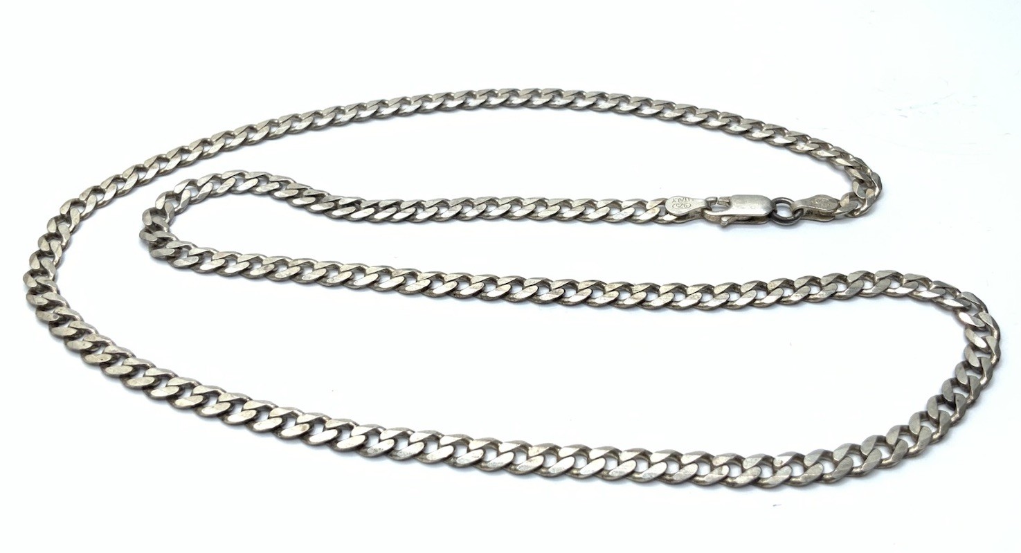 Italy 925 Sterling Silver 4.6 mm Cuban Curb Link Chain 22” Necklace ~ 18.3g