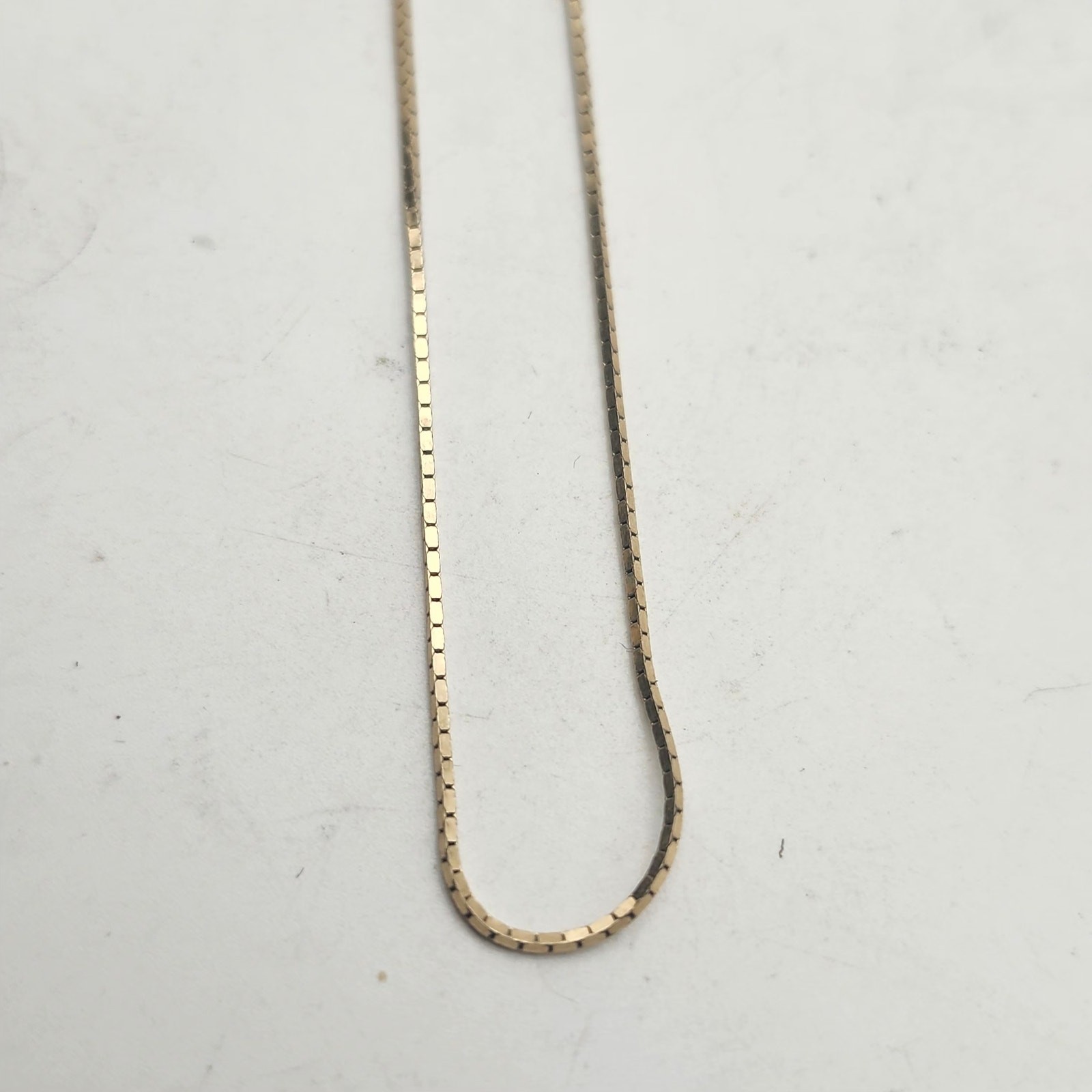 NC 14K Yellow Gold Box Chain Necklace 18 Inch 0.75mm Dainty 2.48g Spring Clasp