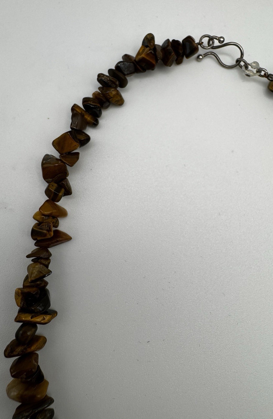 Marsala Manufacturing Tiger’s Eye Beaded Sterling Silver 925 Hope Necklace 16″