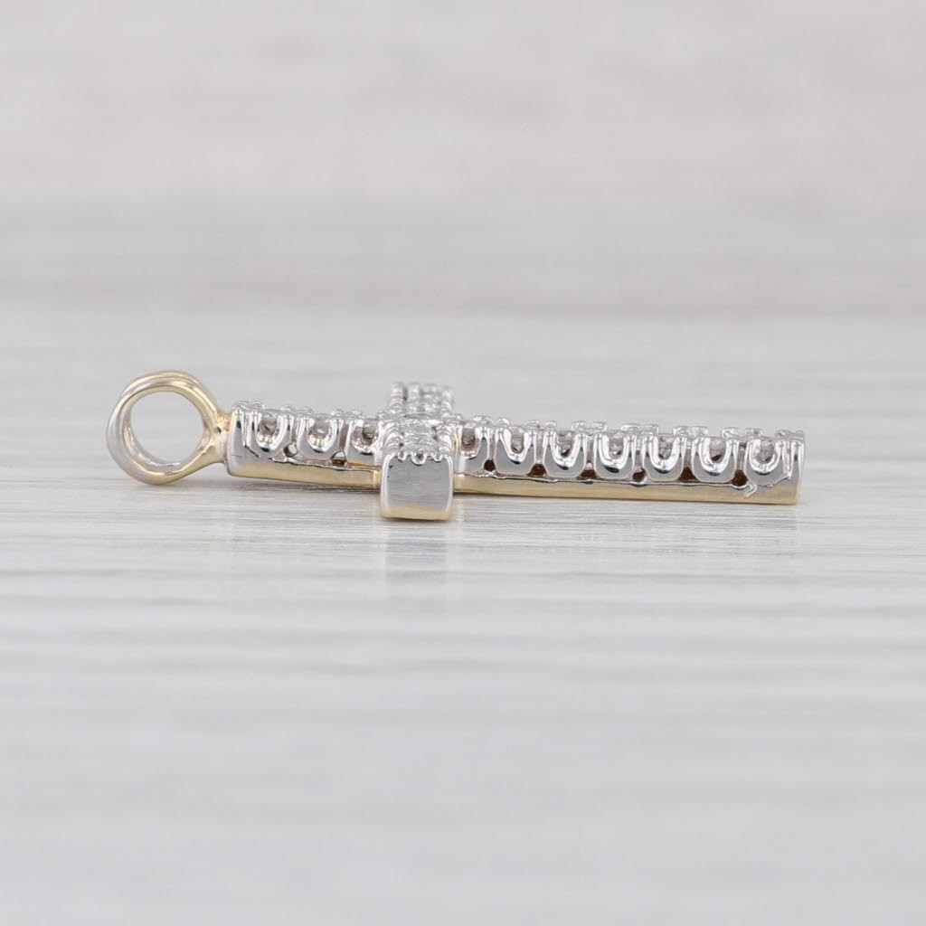 0.20ctw Diamond Cross Pendant 10k White Yellow Gold