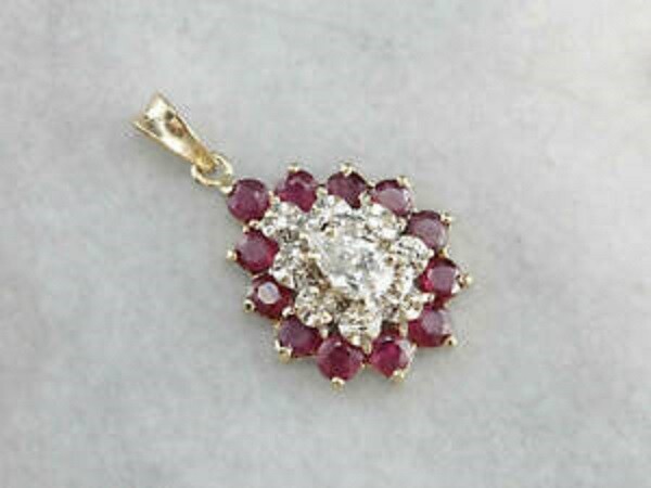 0.50Ct Round Cut Red Ruby Teardrop Pendant Solid 14K White Gold Over Free Chain