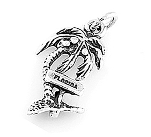 Sterling Silver Florida Palm Tree Charm or Pendant