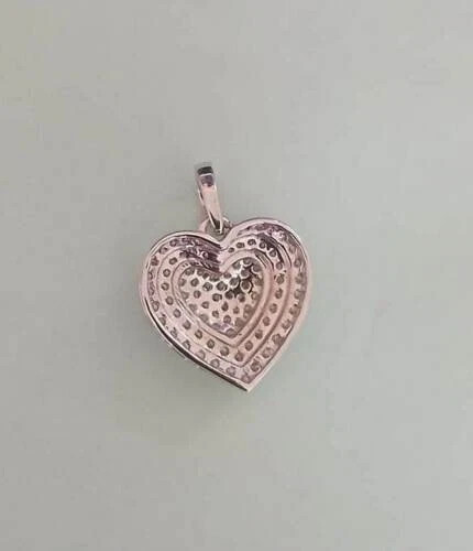 2Ct Round Cut VVS1 Diamond Cluster Heart Pendant 14k White Gold Over Free Chain