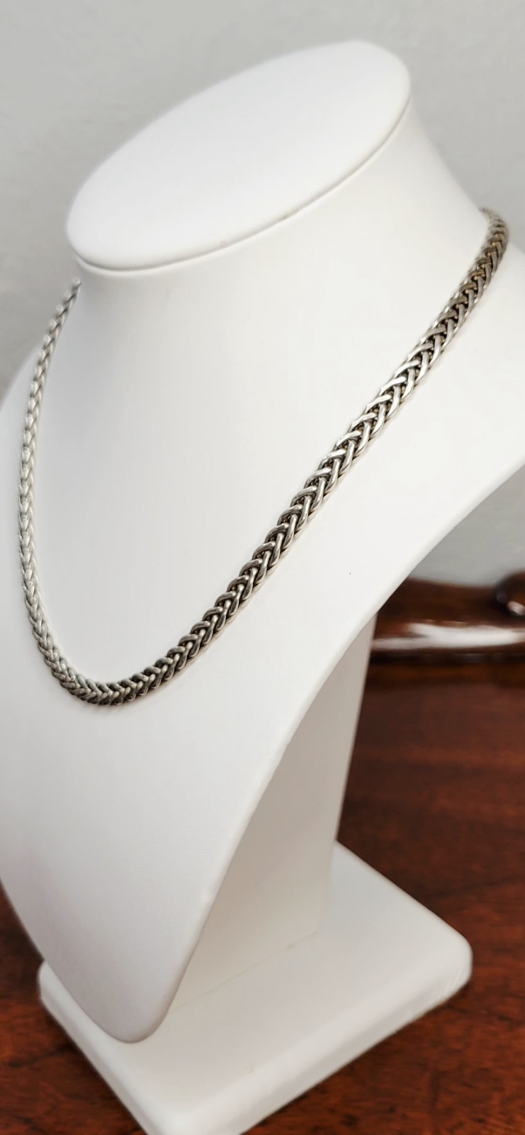 Solid Sterling Italian Foxtail Necklace Luxurious 18″ 31.4 Grams Stamped 925 OTC