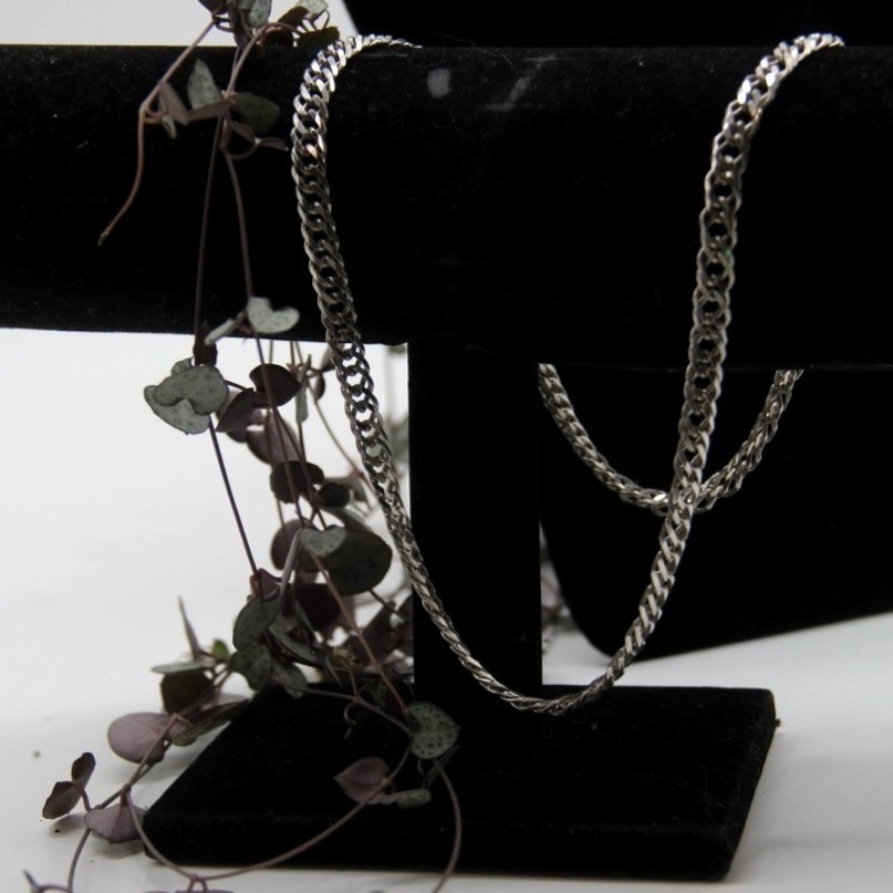 Vtg Sterling Silver Doubled Curb Link Chain Necklace 20″ 21.36g 4mm 925 Signed