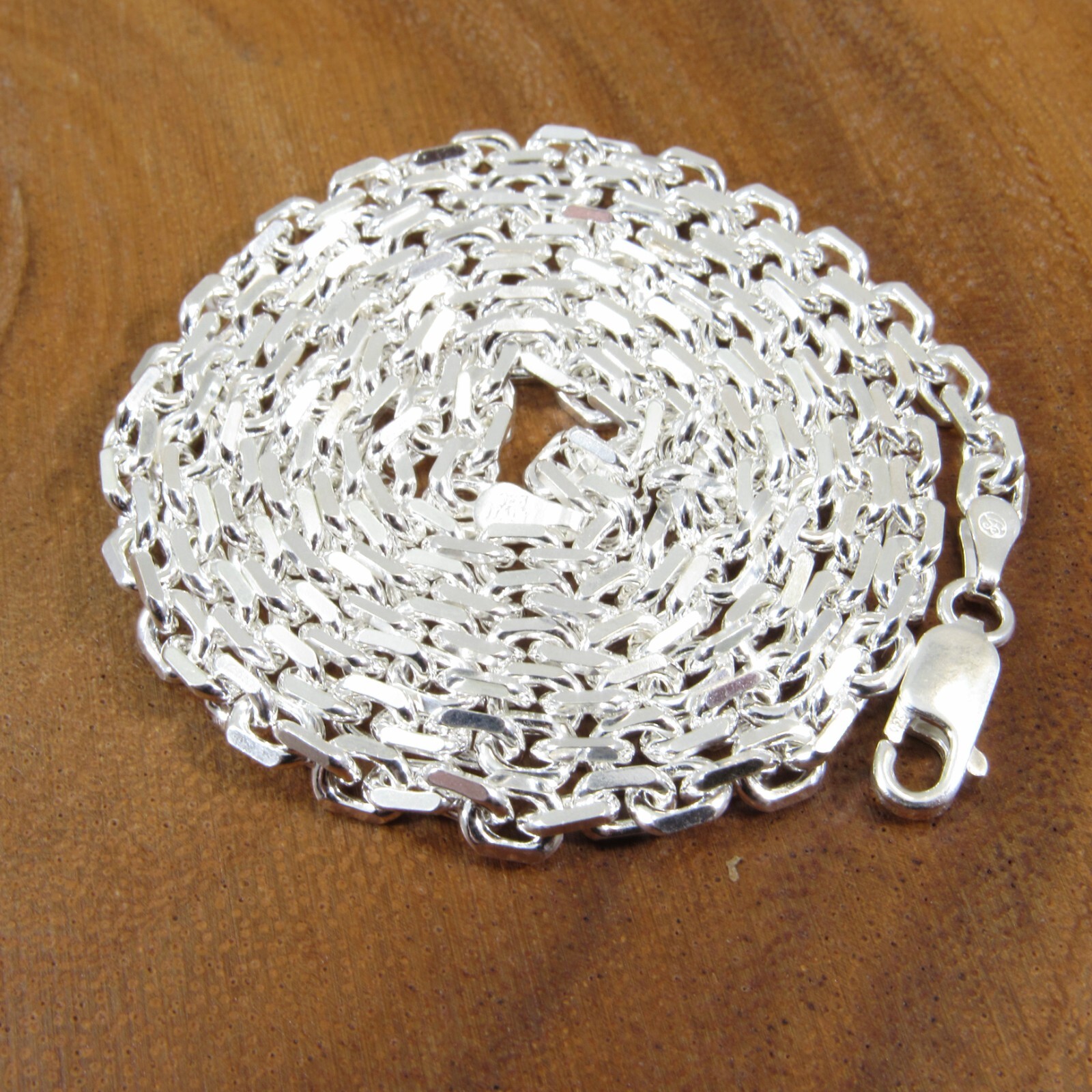 Solid 925 Sterling Silver Italian Men’s Anchor / Cable Link Chain, Made in Italy