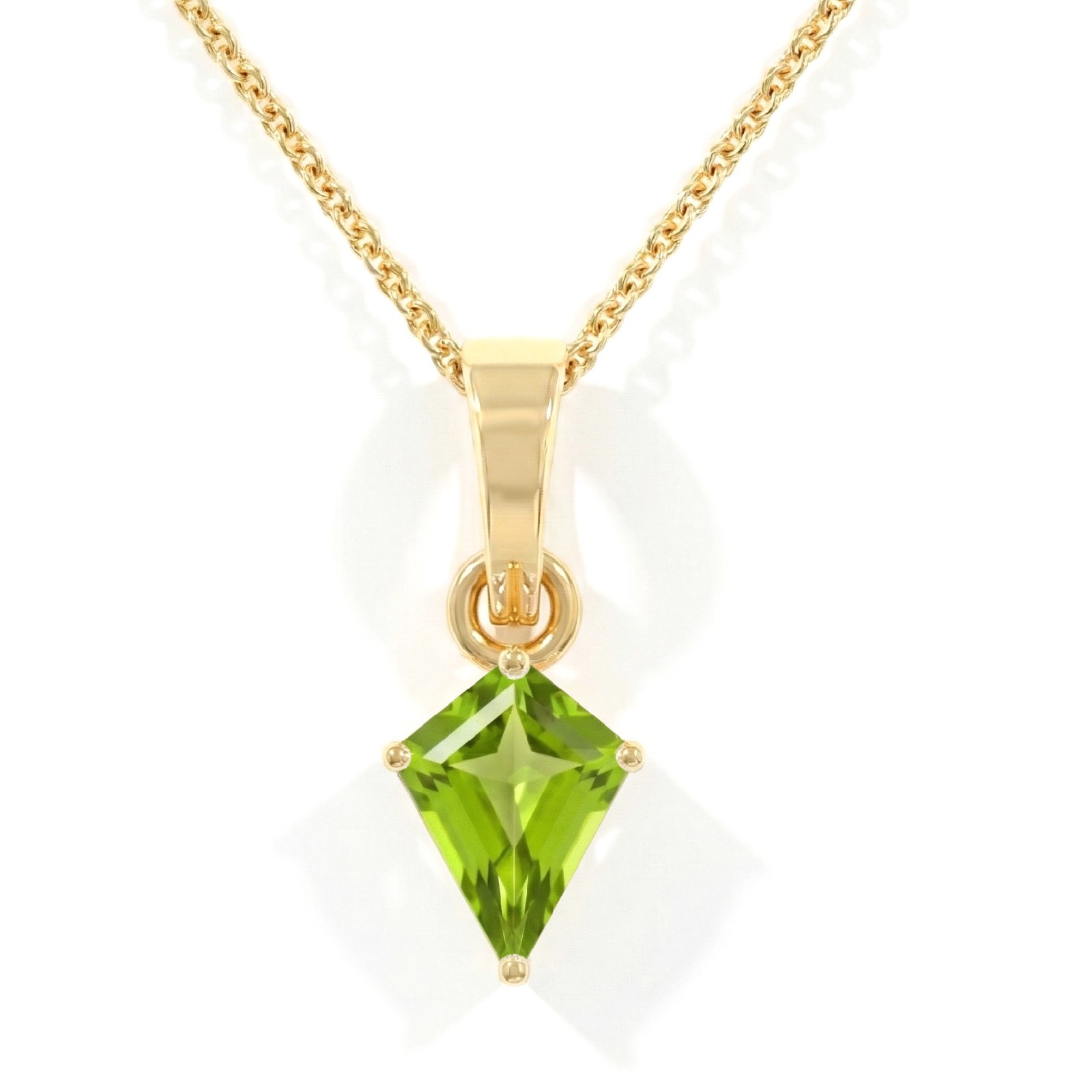 Peridot Kite Pendant Necklace, Green Peridot Jewelry, August Birthstone Jewelry