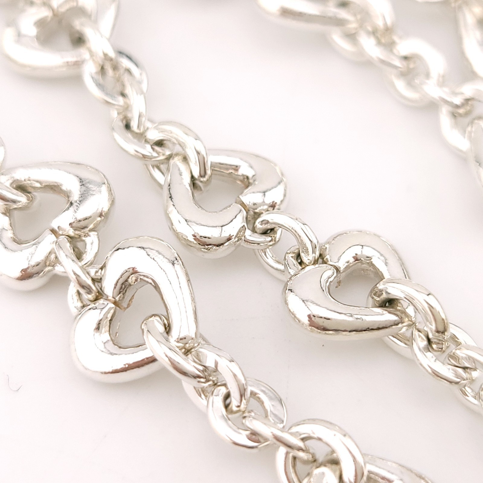 New Birks & Mayors Sterling Silver Heart Chain Link 32″ in Necklace 72 Grams