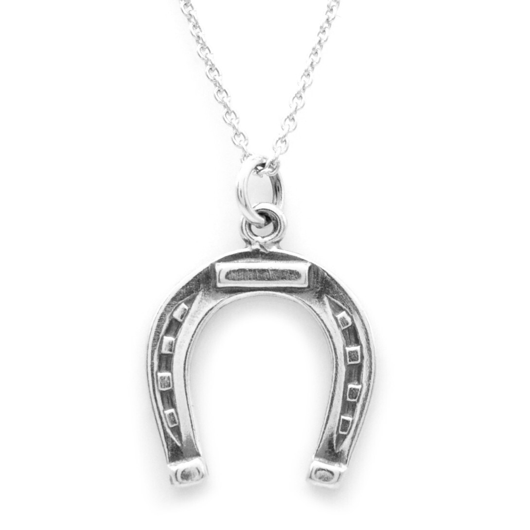 Sterling Silver Horseshoe Charm Necklace-#0800