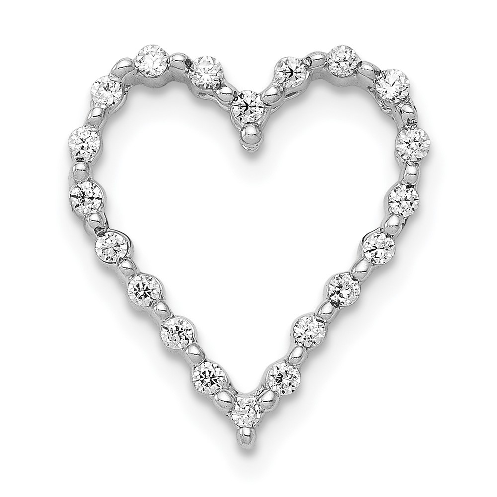 14k White Gold 1/5 Ct Lab Grown Diamond VS/SI+ G+ Heart Chain Slide Pendant