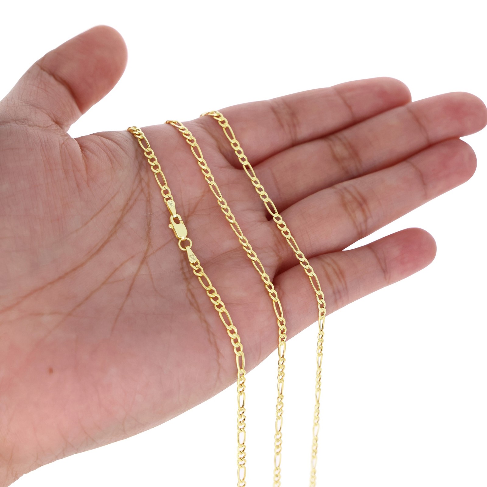 14K Yellow Gold 2mm-7.5mm Figaro Link Chain Necklace Bracelet Men Women 7″- 30″