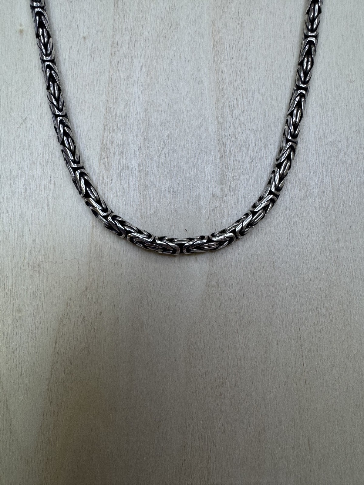 925 Sterling Silver Byzantine Chain Necklace 18.5″ Heavy Woven Bali Style Unisex