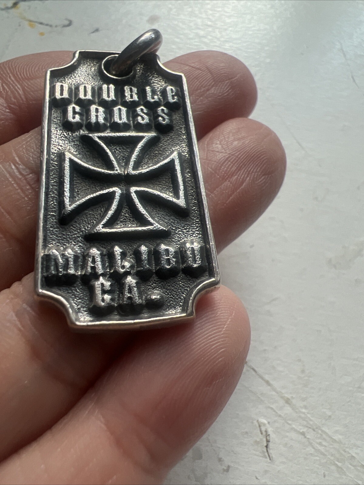 Vintage Sterling Silver Heavy Maltese German Iron Cross Men’s Dog Tag DoubleSide