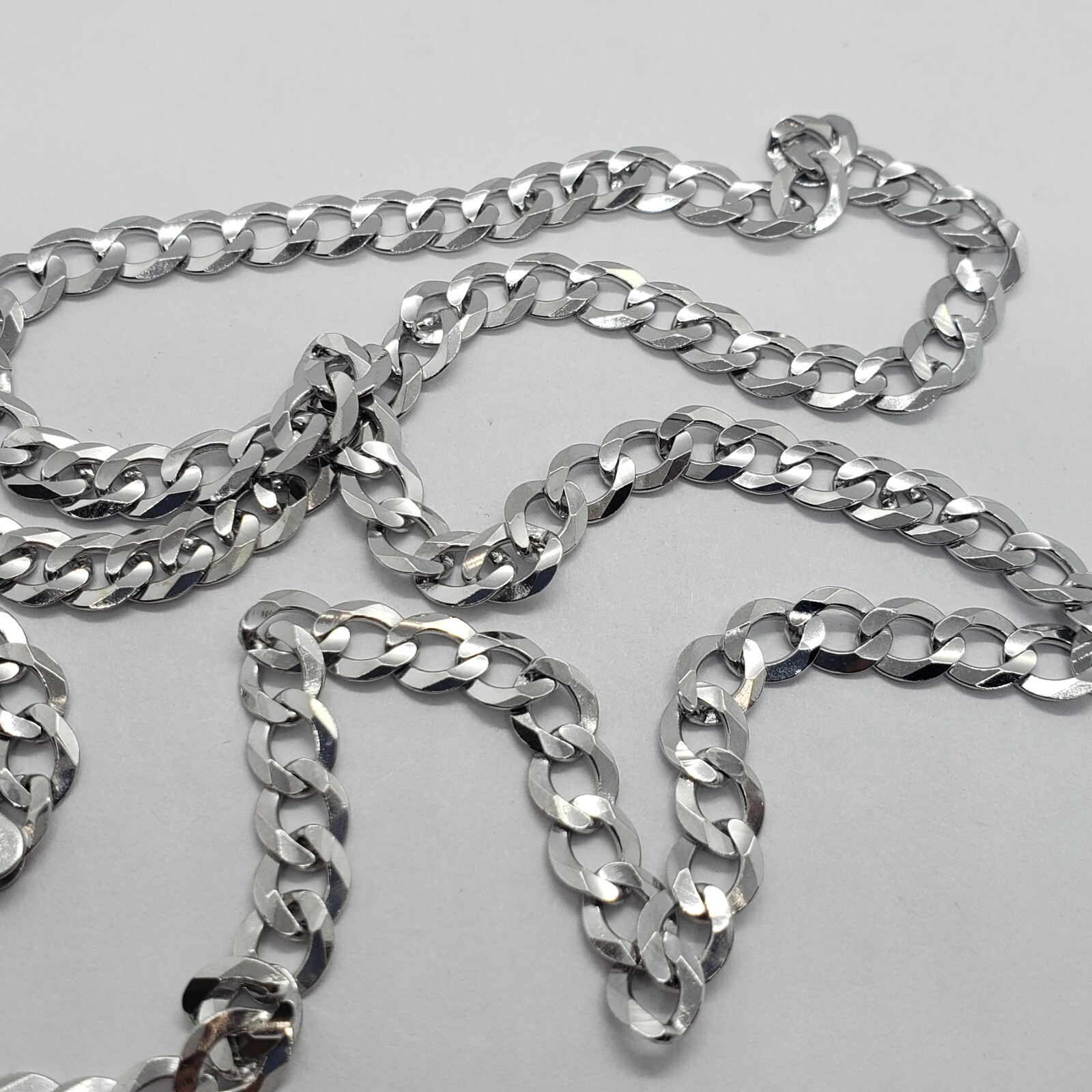14K White Gold Solid Cuban Curb Link Chain Necklace Bracelet 5mm~6mm 7″~30″