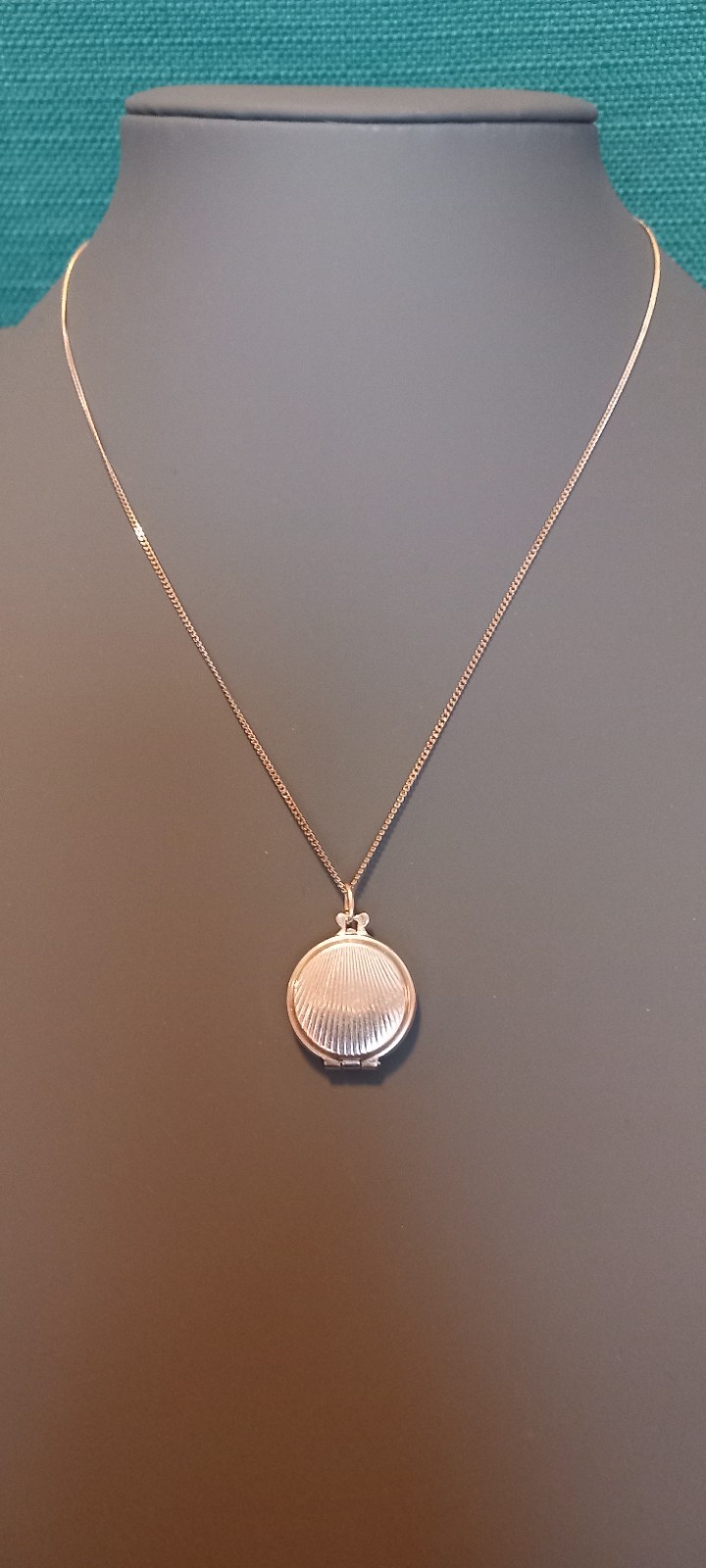 Vintage Small 835 Silver Reversible Art Deco Locket On A Later 925 18 ” Chain
