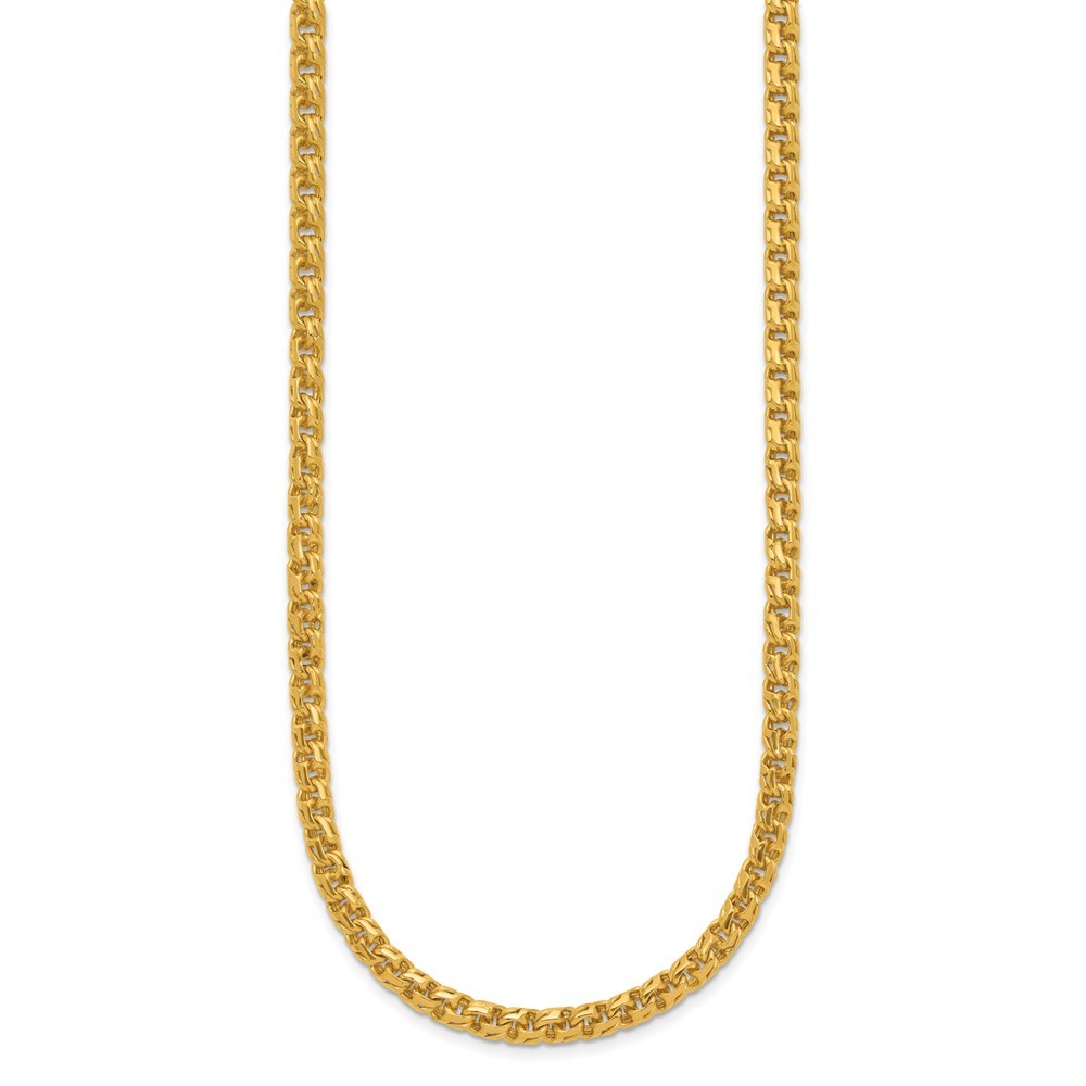 24k Yellow Gold Polished 4.4mm Solid Double Interlocking Curb Chain Necklace 24″