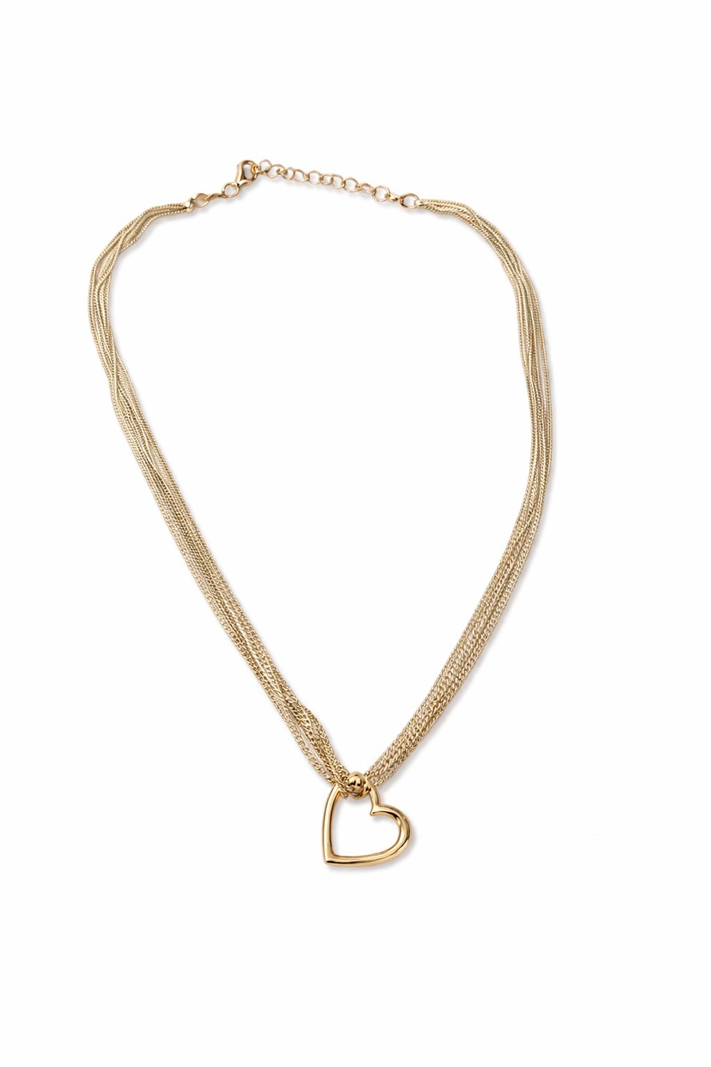 Heart necklace Sterling Silver Multi-chain W/ Rose gold 18”- Valentines gift