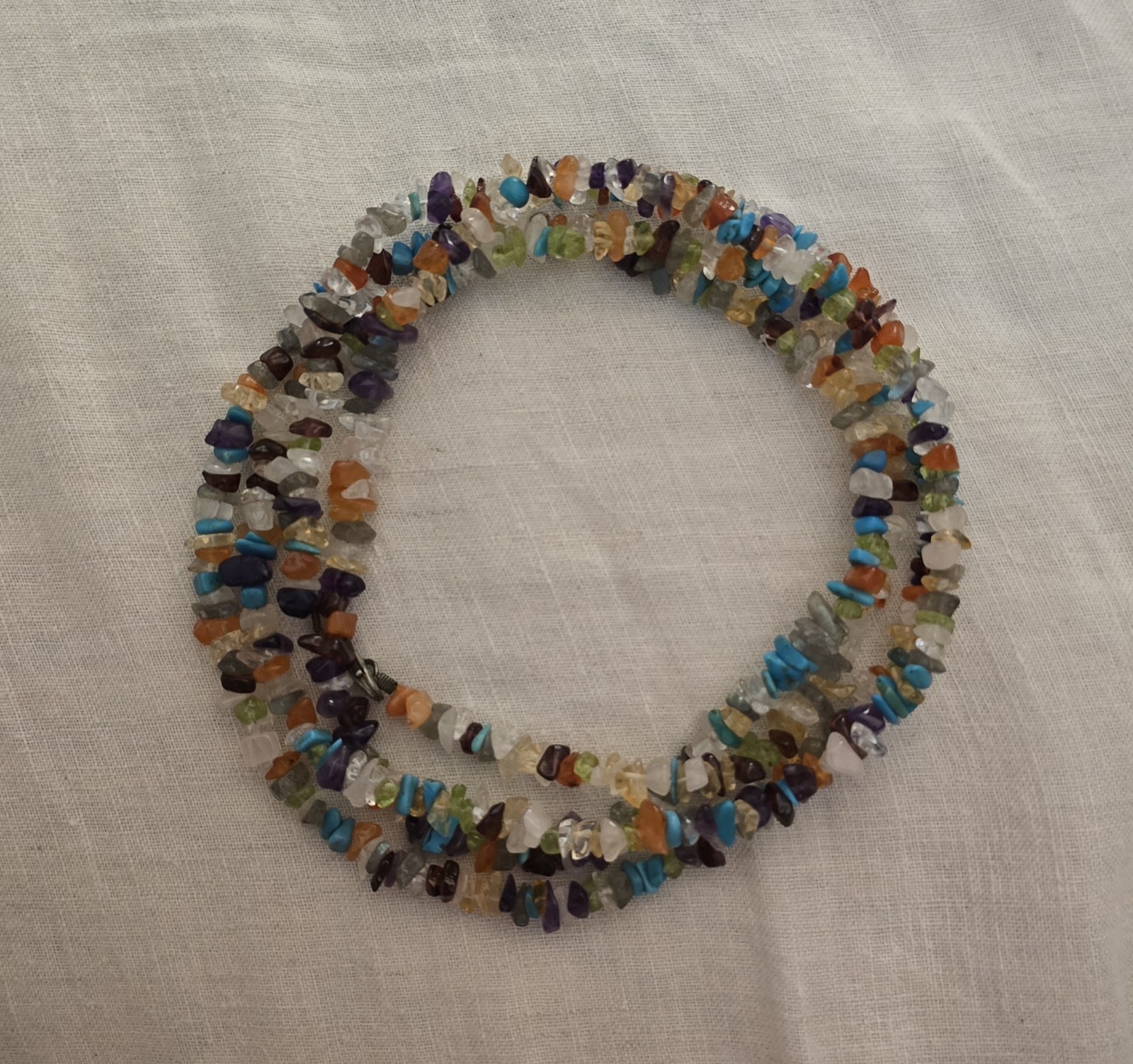 925 SI INDIA SEMIPRECIOUS MULTICOLORED GEMSTONE NECLACE 1980s/90s