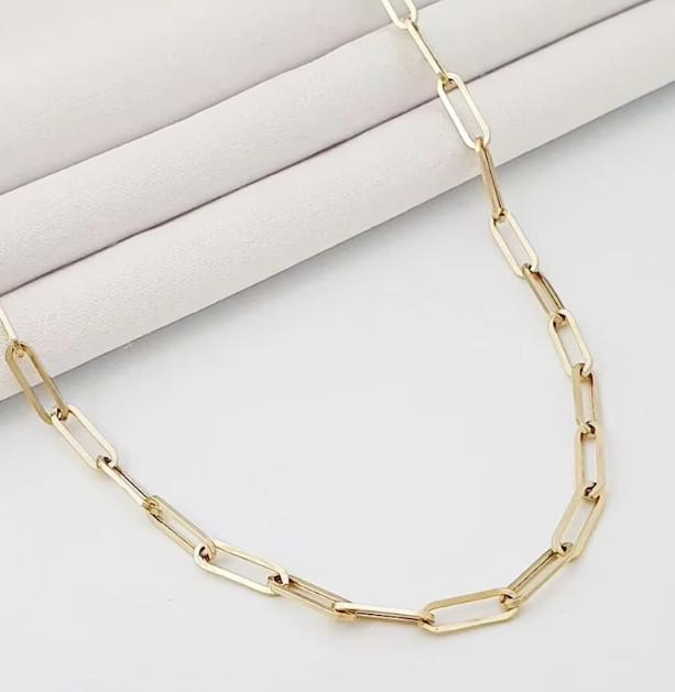 10k Yellow Gold Solid PAPERCLIP Cable Link Chain Necklace 22Inch 3.4 grams 2.5MM