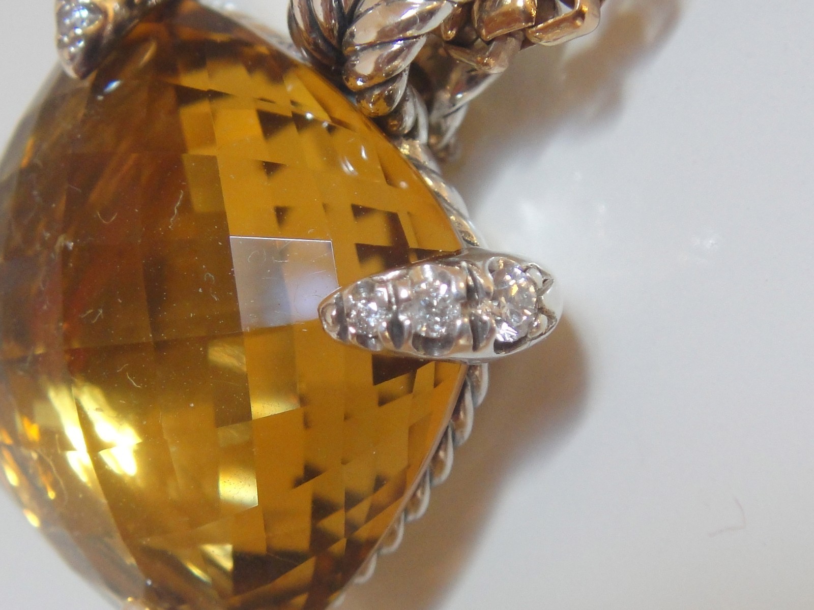 DAVID YURMAN SS CHATELAINE EXTRA LARGE 20x20mm CITRINE DIAMOND PENDANT ENHANCER