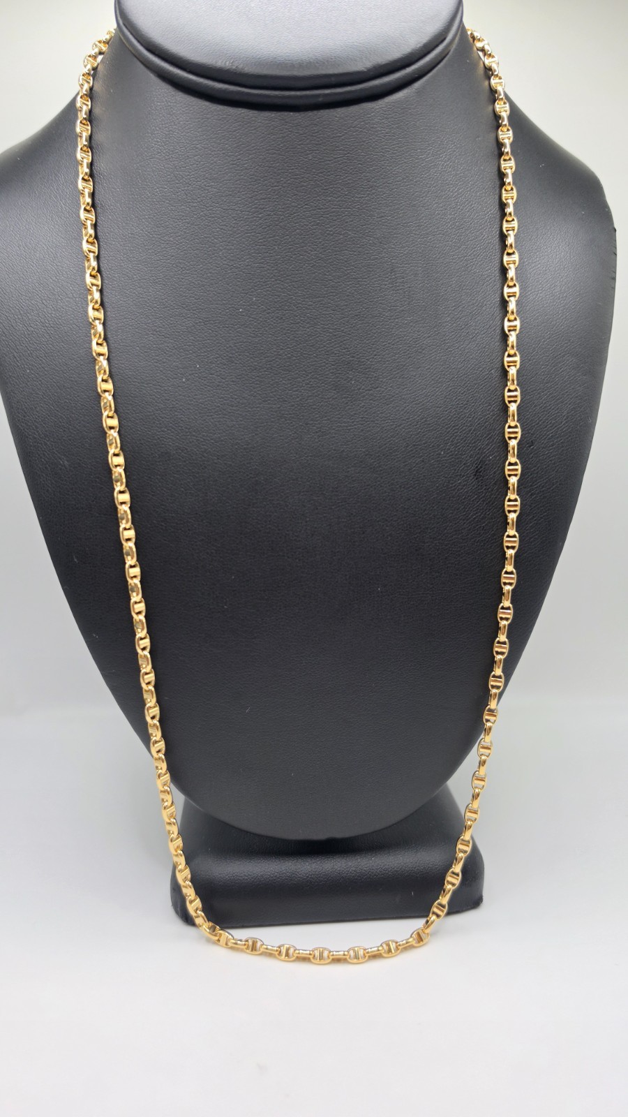 18K Yellow Gold Mariner Link Chain Necklace 60 cm 10.10g Lobster Clasp