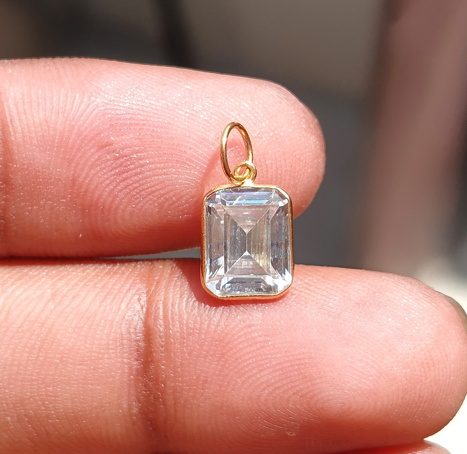 Handmade 18k Solid Gold Diamond Charm Pendant – Dainty Gemstone Jewelry