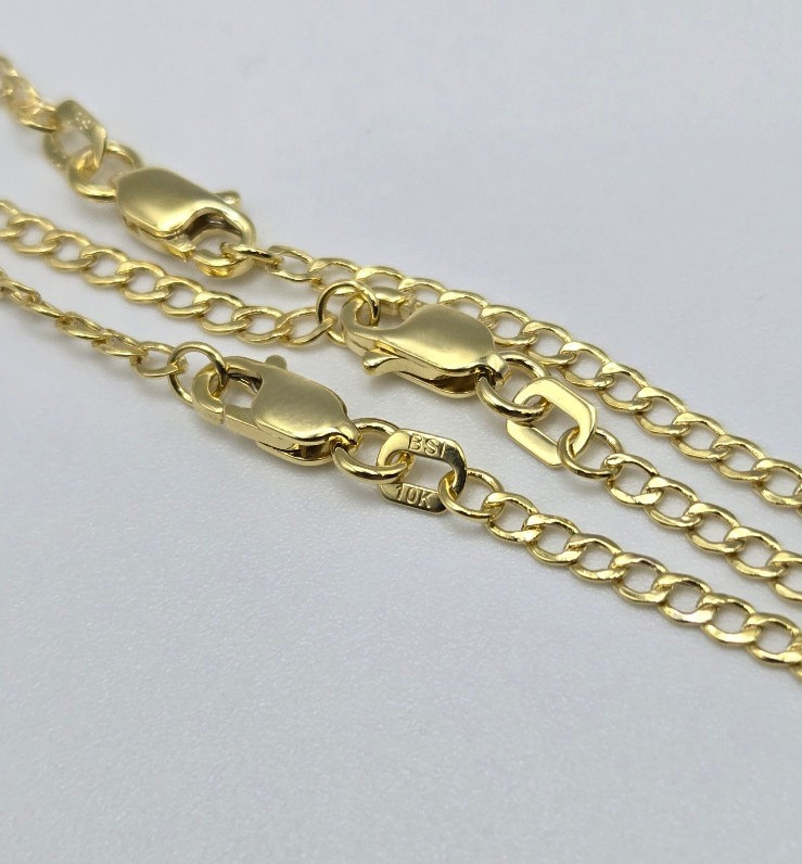 Solid 10K Yellow Gold Cuban Link 2mm Necklaces, 20″ 22″ 24″, Italy