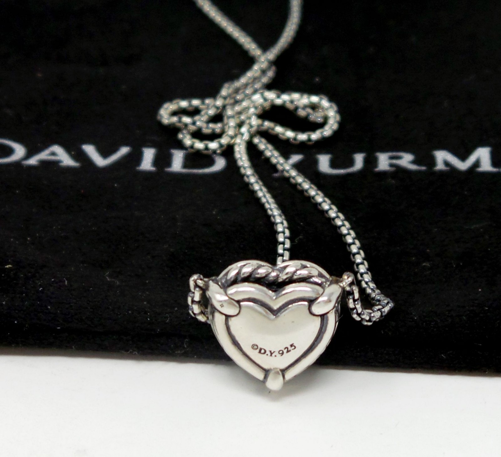David Yurman Necklace Garnet Red Chatelaine Heart Pendant Sterling Silver Womens