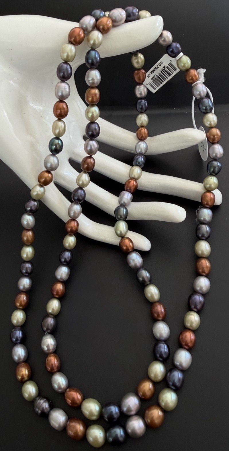 Kohls Freshwater Pearl Endless Necklace 36 In 7-8mm Multi Forest Earth Tone NWT