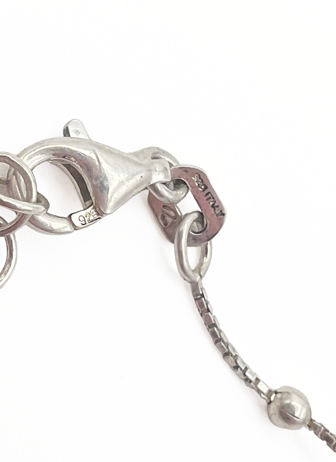 925 Sterling Silver Italy Beaded Satellite Box Chain Choker 12–16 inches