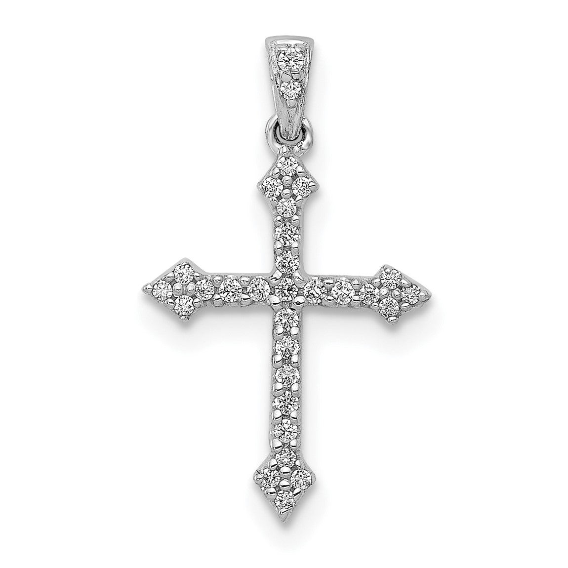 14k White Gold 1/10ctw Diamond Cross Pendant PM5072-010-WA
