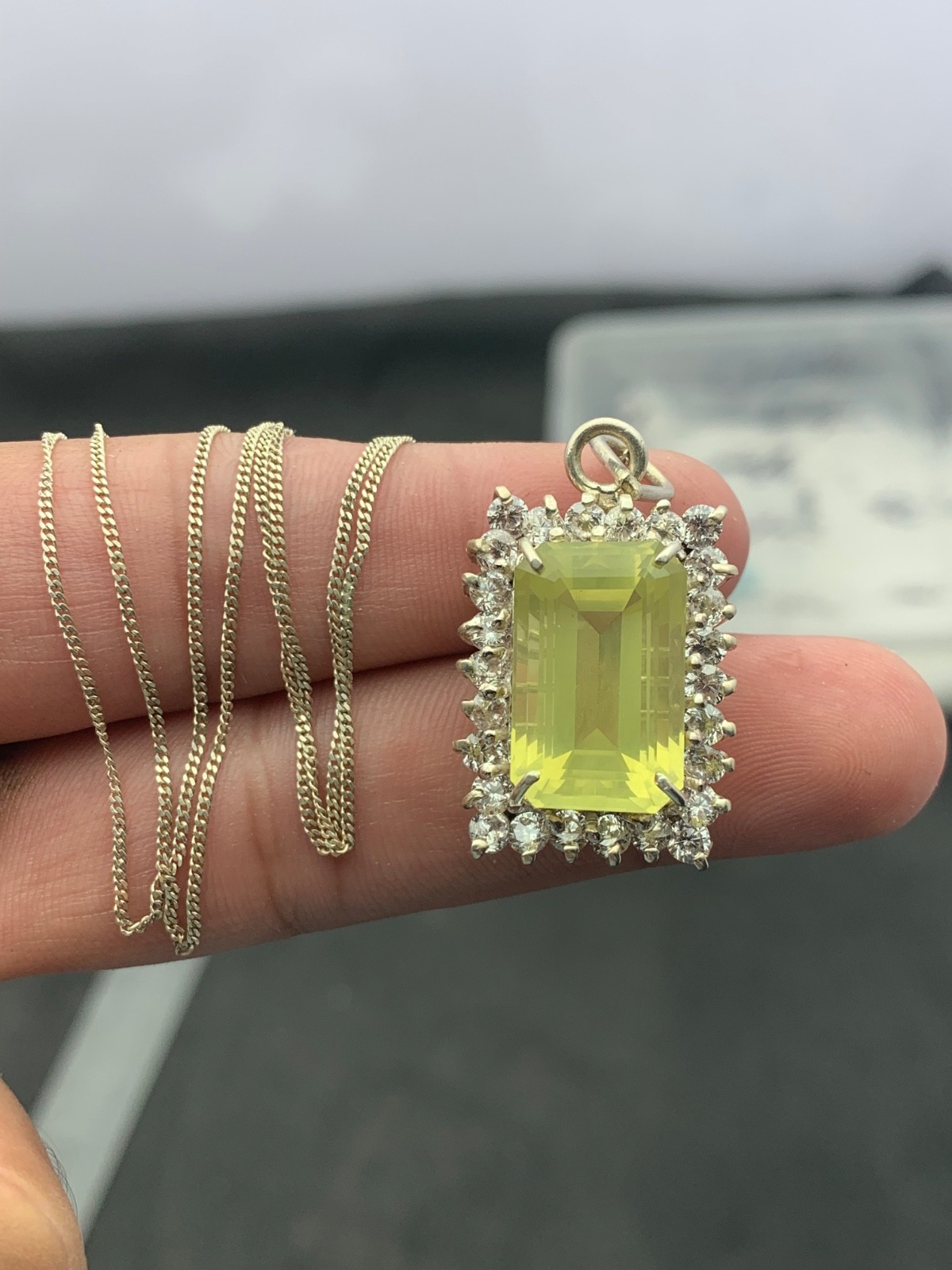 11 Grams Beautiful silver Necklace With Lamen Quartz And Mozonite From Pakistan”