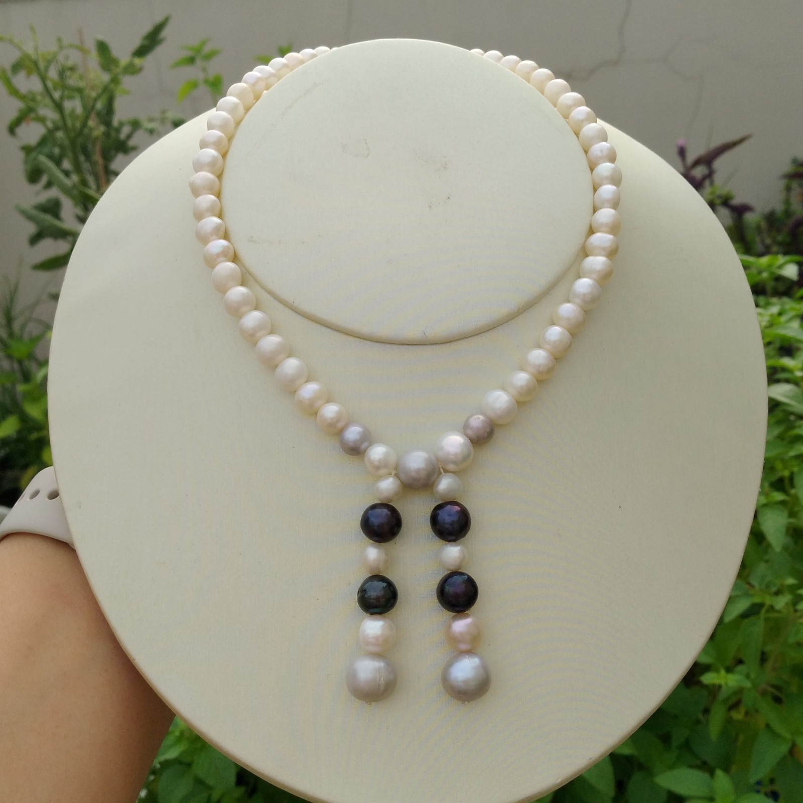 17in Design Pretty AAA+ South Sea White Multi-color Pearl Necklace 14k Gold P
