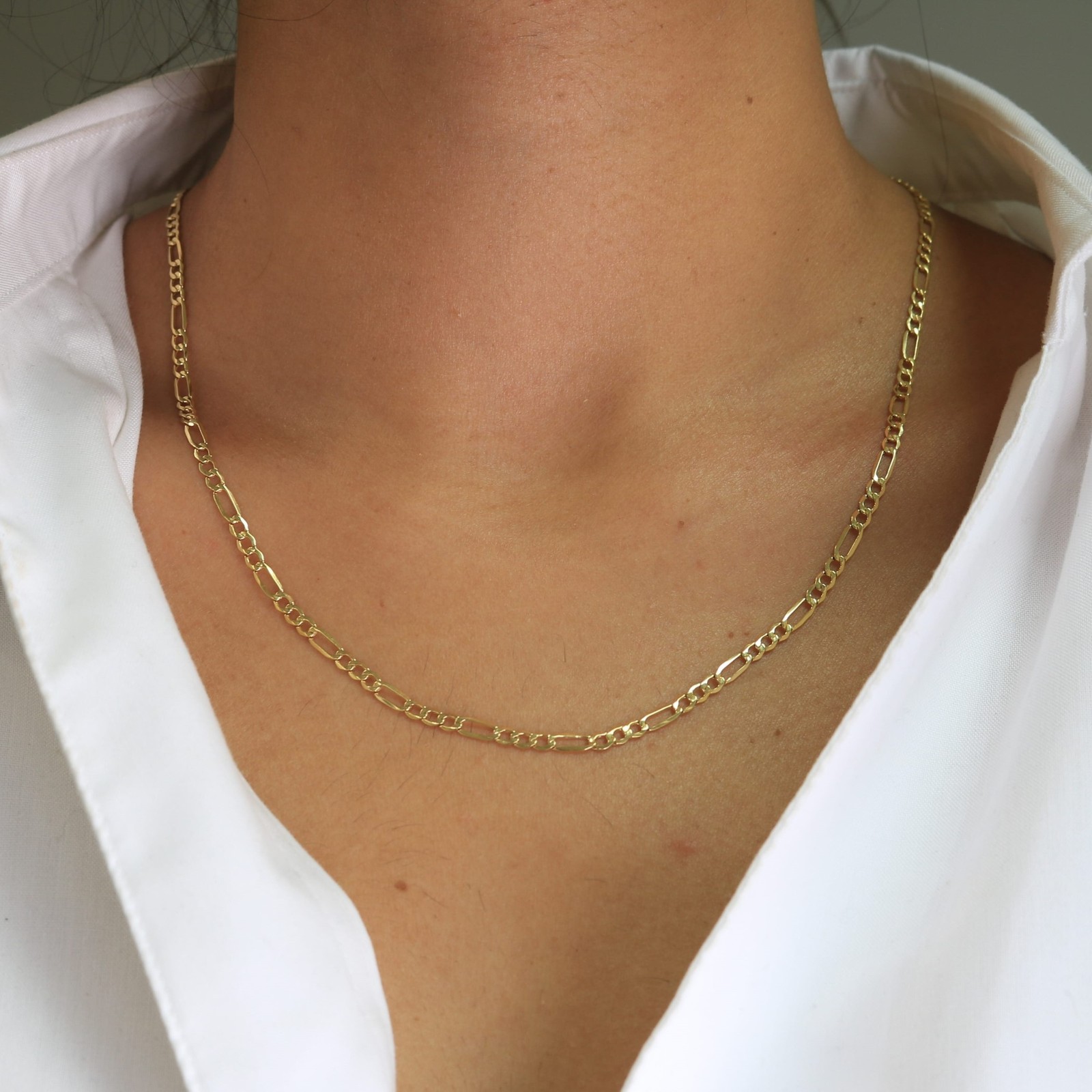 14K Yellow Gold 2mm-7.5mm Figaro Link Chain Necklace Bracelet Men Women 7″- 30″