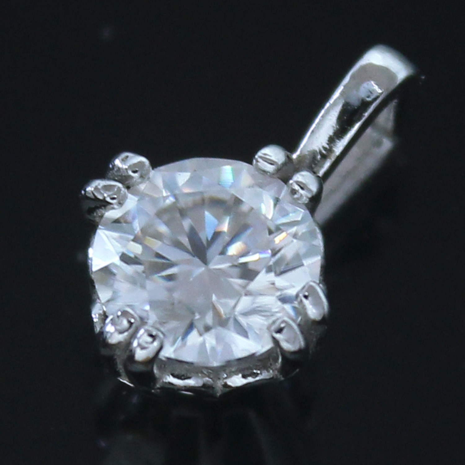 Certified VVS1 Lab Grown Diamond Women Petite Statement Pendant 14K Gold Over