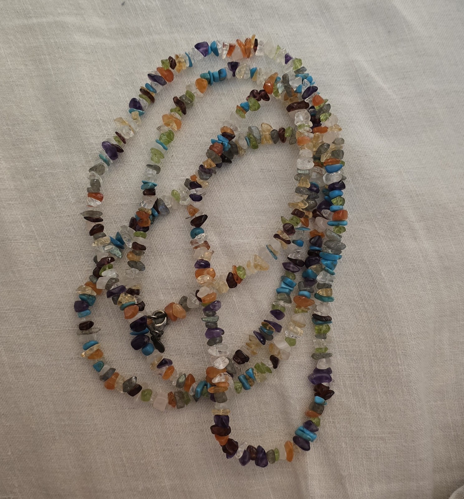 925 SI INDIA SEMIPRECIOUS MULTICOLORED GEMSTONE NECLACE 1980s/90s