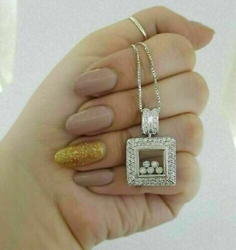1.3 Ct Lab Created Diamond Stunning Engagement Pendant 14K White Gold Over