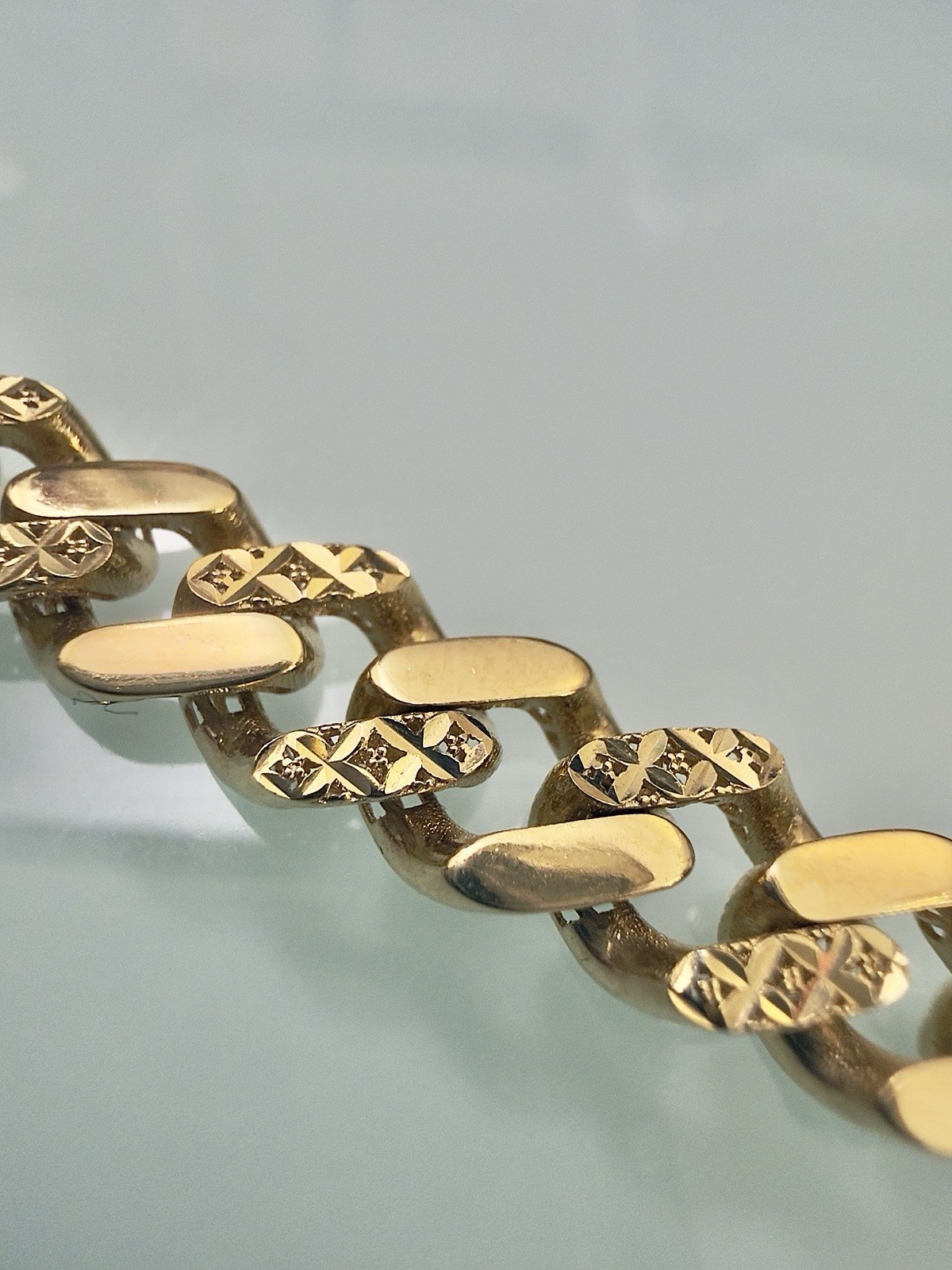 18K 750 Solid Yg Dubai Gold Curb Cuban Link Chain Men Necklace 20” 7mm Chunky