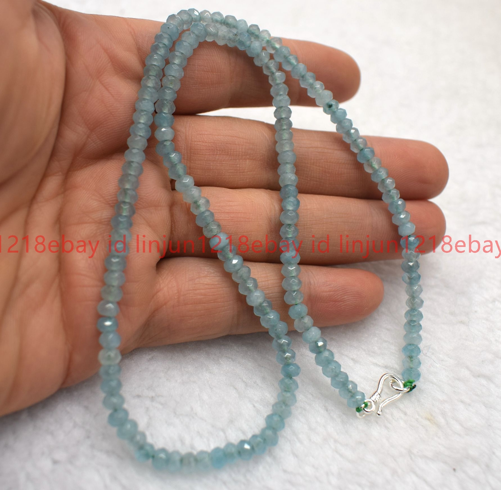 Natural 2x4mm Faceted Blue Aquamarine Rondelle Gemstone Beaded Necklace 16-28in