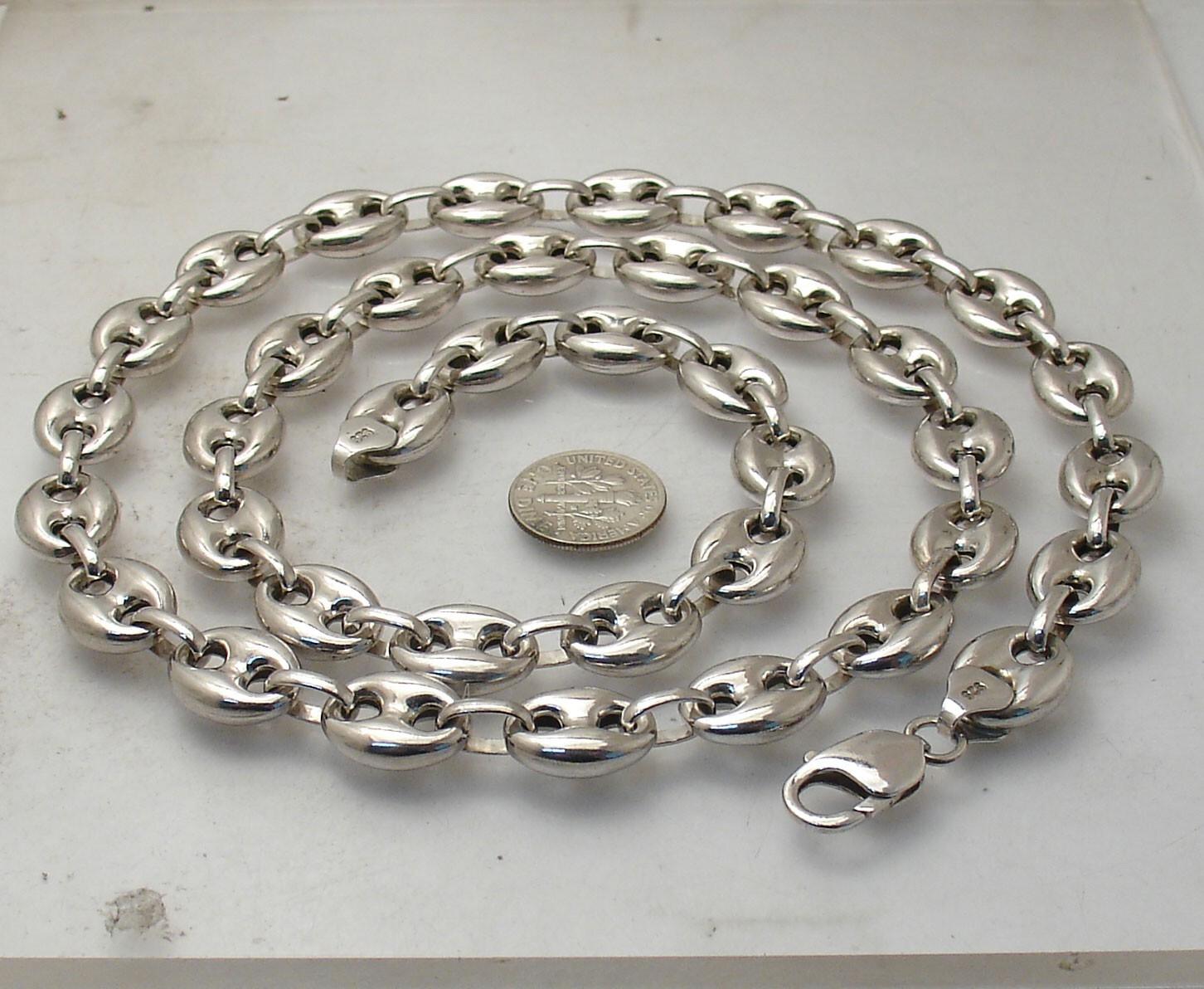 12mm Puffed Mariner Anchor Link Chain Necklace Anti-Tarnish Real Sterling Silver