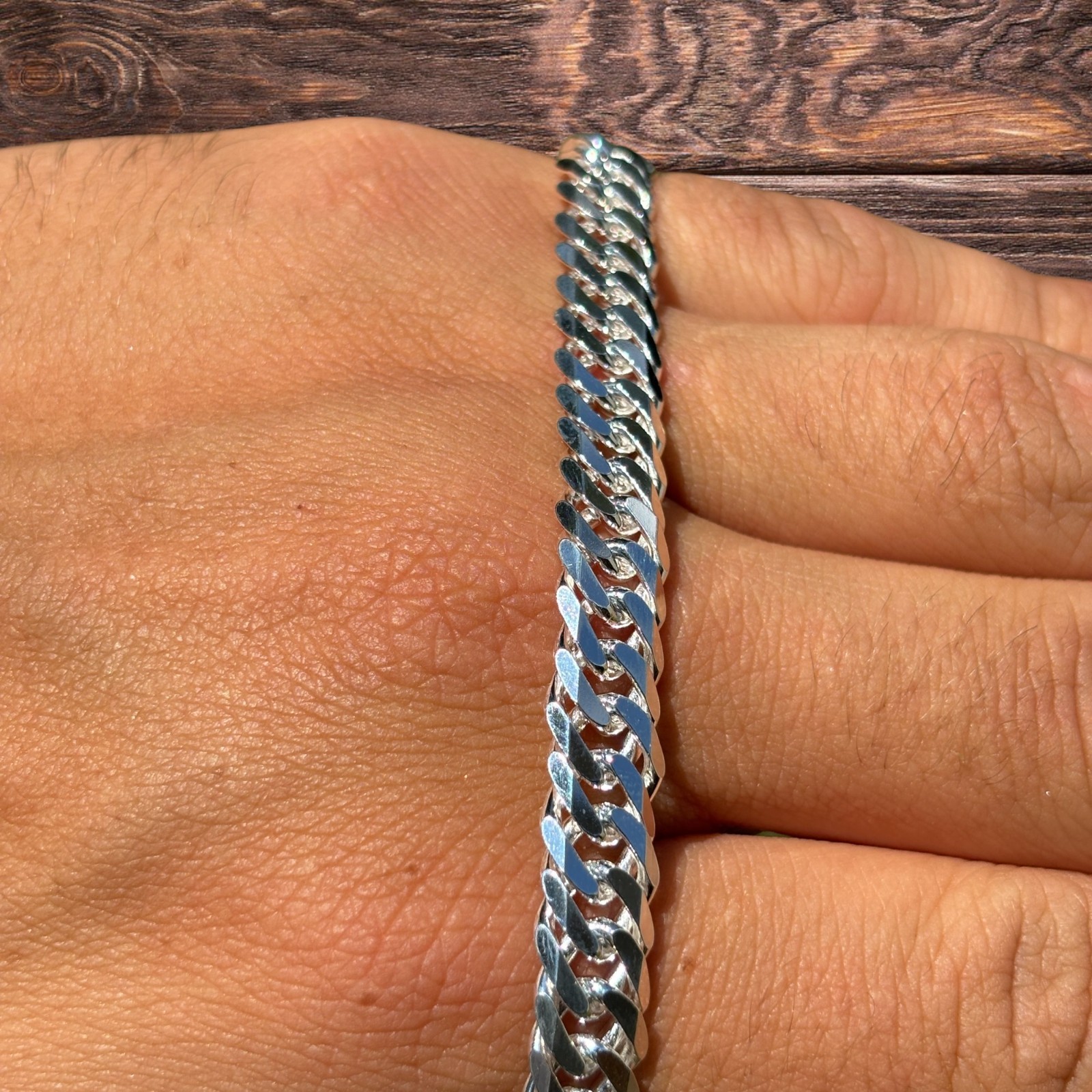 8mm Double Curb Link Chain Necklace – Solid 925 Sterling Silver MADE IN ITALY